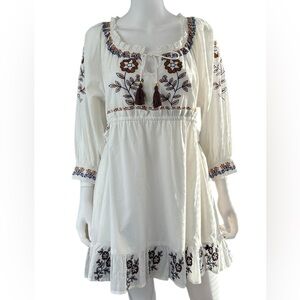 Mahila NWT 100% Cotton White Embroidered Felicity Dress Size XS M0517